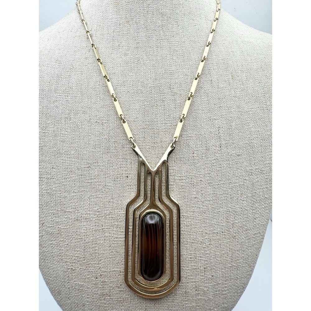 Vintage Whiting Davis Bar Link Chain Faux Stone Necklace 17.5”